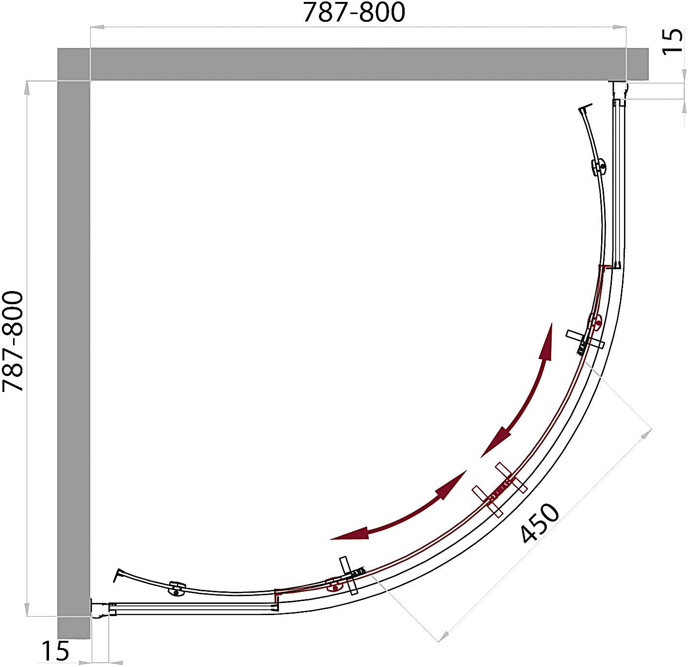 Душевой уголок BelBagno Uno-195 R 2 80 C Cr UNO-195-R-2-80-C-Cr - 3