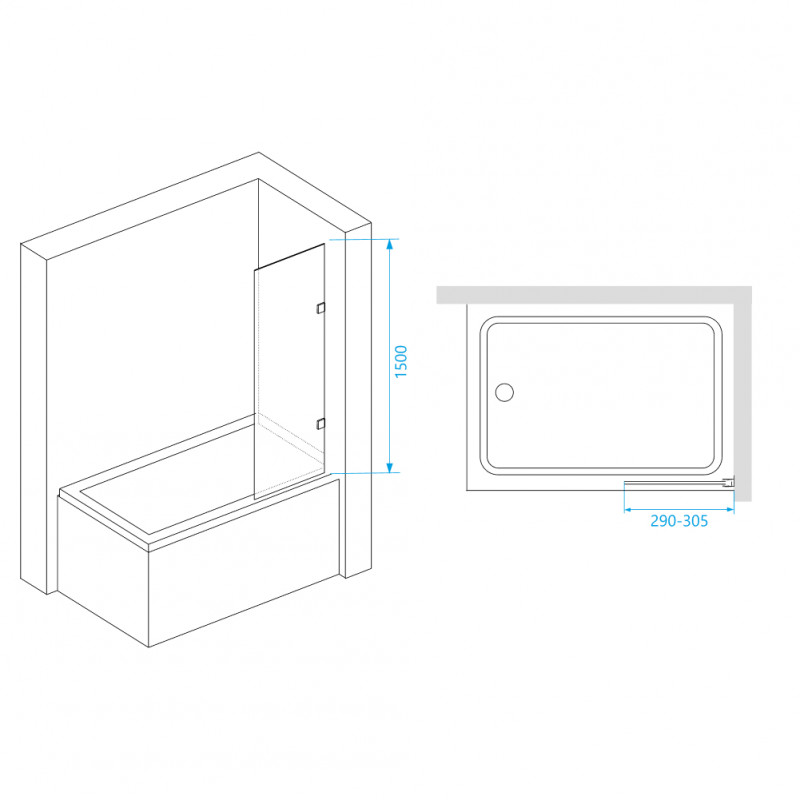 Шторка на ванну RGW Screens 30х150 хром стекло прозрачное 3511056230-11 - 1