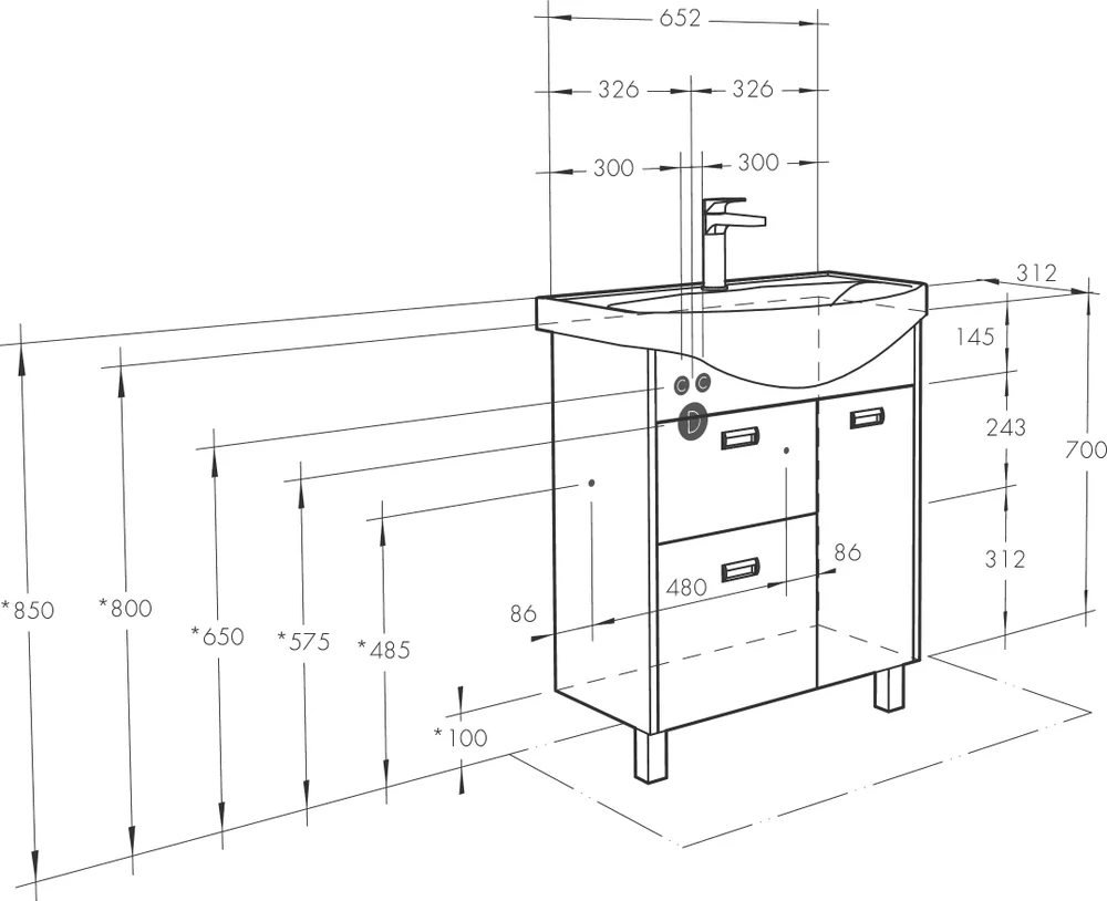 Тумба с раковиной Aquaton Бекка 70 белый - светлое дерево 1A2087K1BAC20 - 5