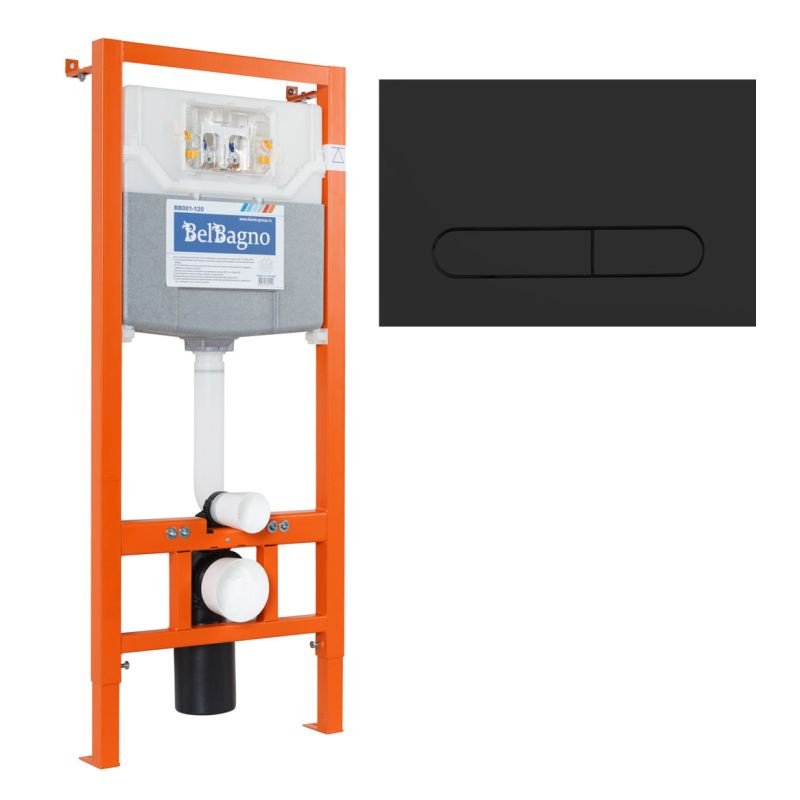 Система инсталляции BelBagno 120 с кнопкой смыва черный матовый BB001-120/BB007-PR-NERO.M - 0