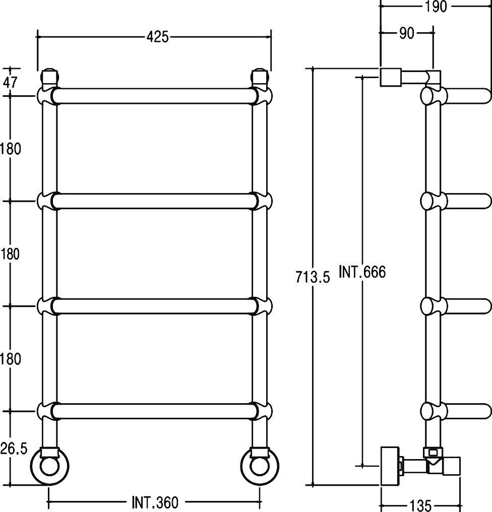 Водяной полотенцесушитель Margaroli   хром  4323704CRN - 3