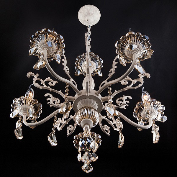 Подвесная люстра Eurosvet Elisha 3281/5 белый с золотом/тонированный хрусталь Strotskis - 4