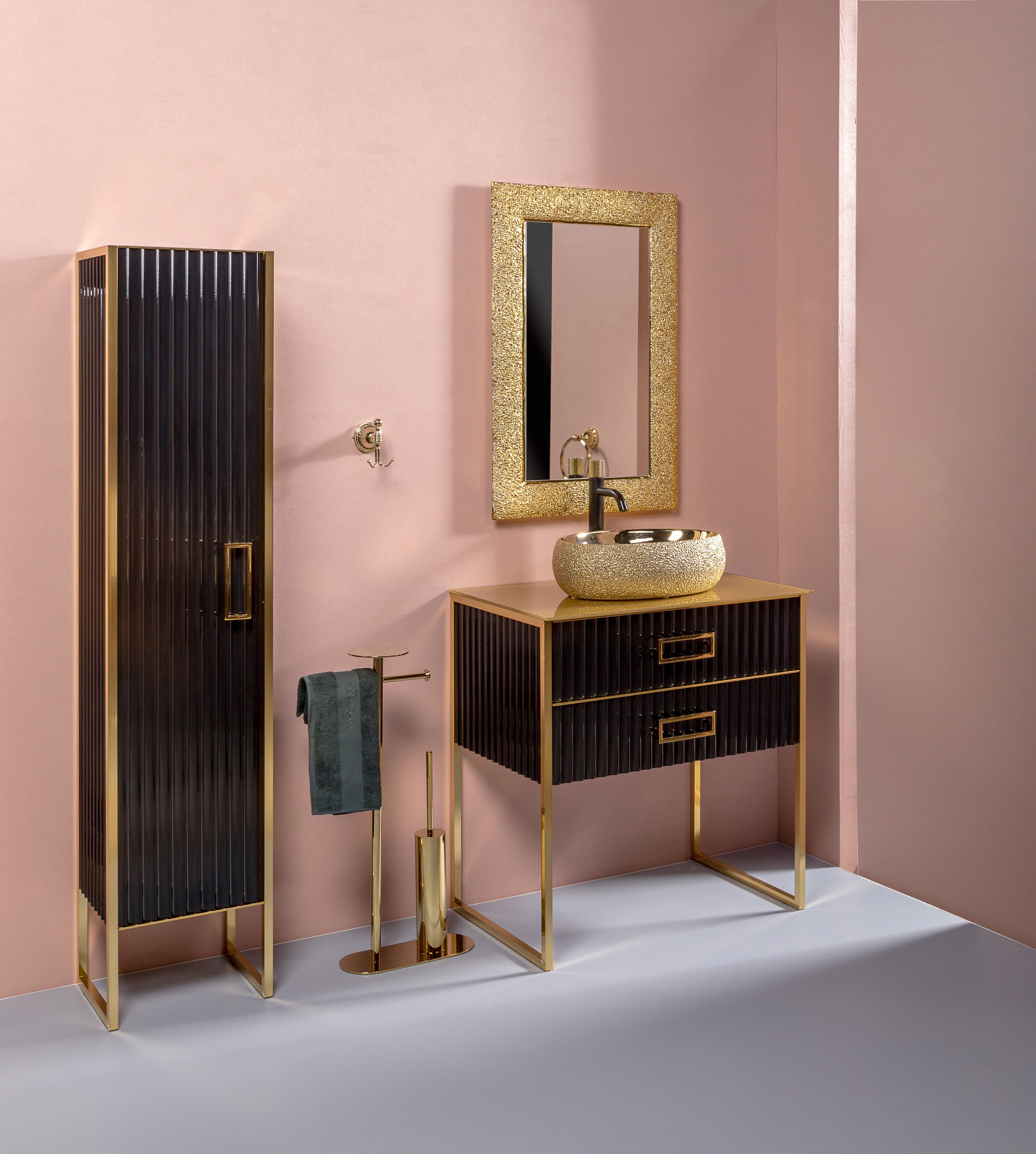 Тумба под раковину чашу Boheme Armadi Art Monaco 80 черный глянец - золото 867-080-BG - 1