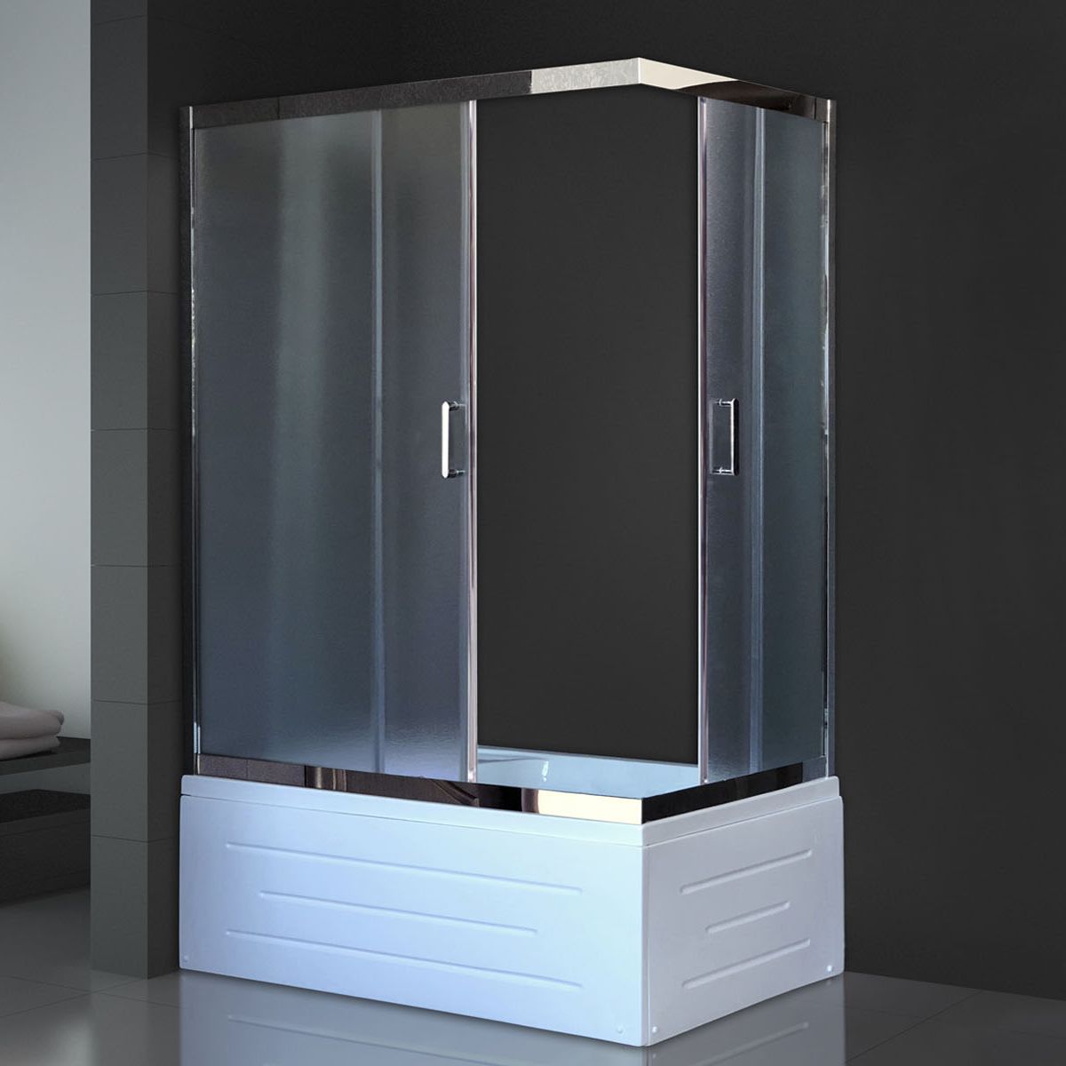 Душевой уголок Royal Bath BP 100х80 L с поддоном профиль хром стекло матовое RB8100BP-C-CH-L - 0