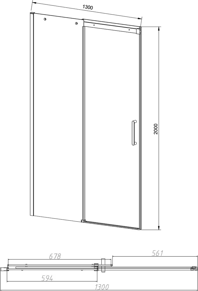 Душевая дверь в нишу Vincea Dice 130х200 профиль черный стекло прозрачное VDS-4D130CLB - 3