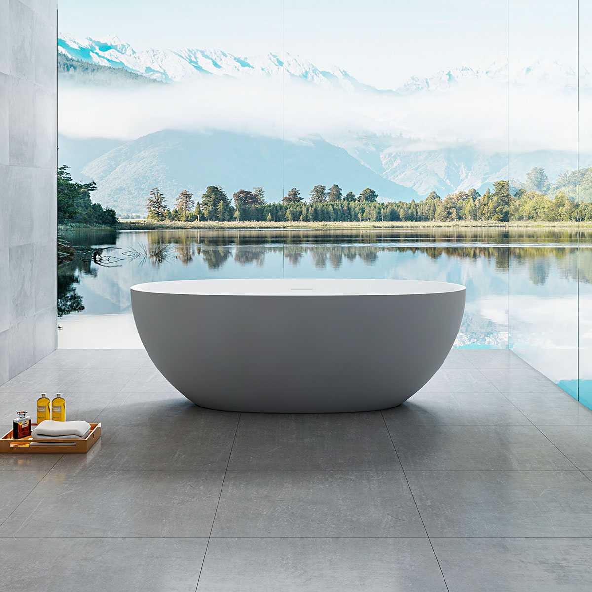 Ванна из искусственного камня Vincea 170х75 серый - белый матовый VBT-6S01MG - 0