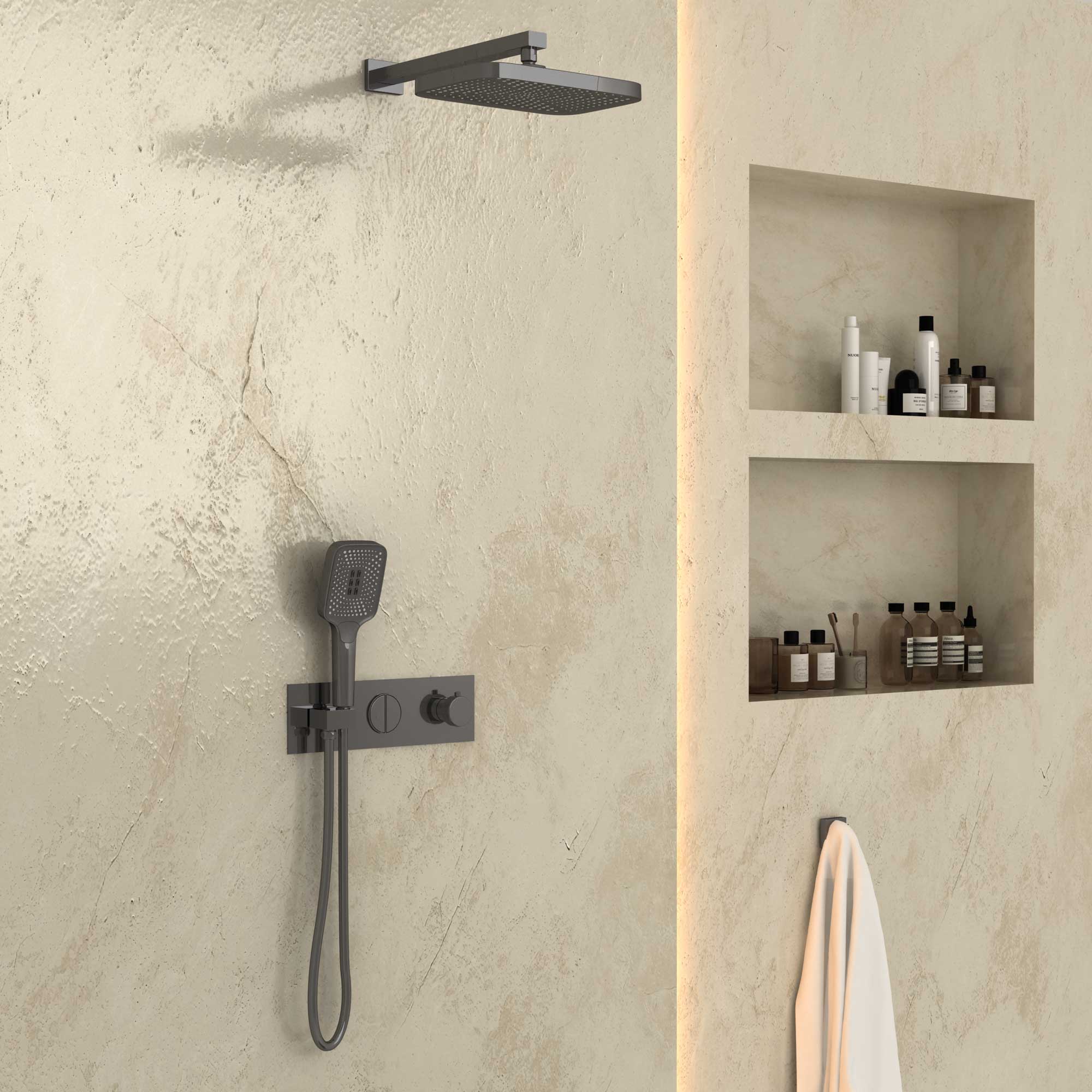 Душевой комплект Vincea с термостатом сталь VSFW-422T1GM - 2