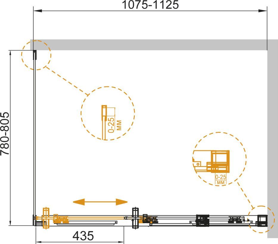 Душевой уголок Cezares Duet Soft AH 1 110/80 C Cr DUET SOFT-AH-1-110/80-C-Cr - 2