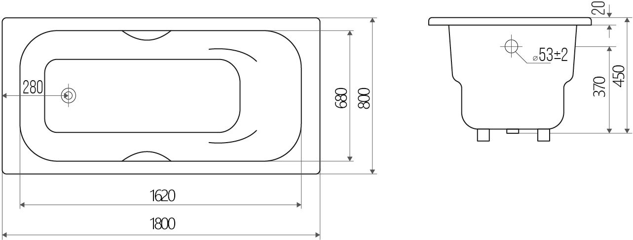 Чугунная ванна Goldman Donni 180x80 DN18080 - 4