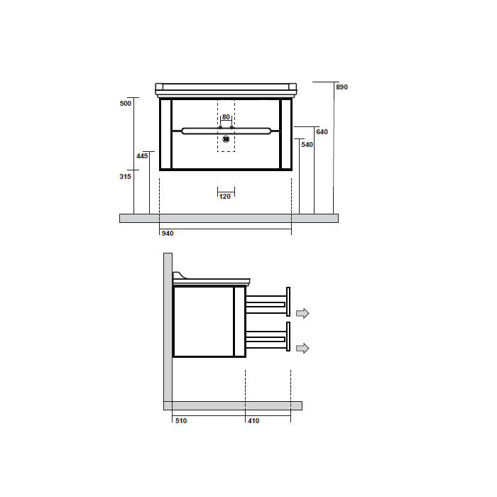 Kerasan Waldorf База подвесная под раковину 100см, с 2-мя ящиками, цвет bi vaniglia matt 925530 - 1