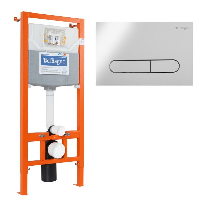 Система инсталляции BelBagno 120 с кнопкой смыва хром BB001-120/BB005-PR-CHROME - 0