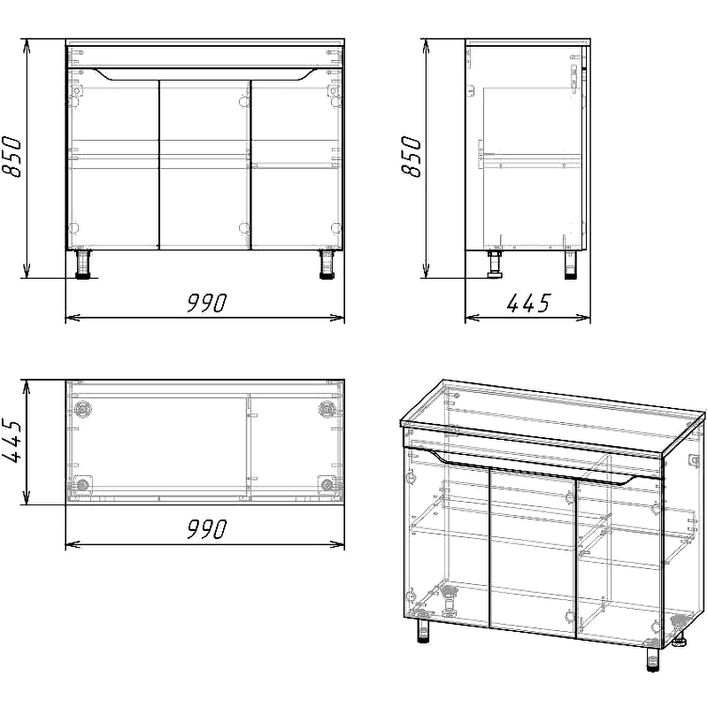 Тумба под раковину Stella Polar Абигель 100 серый SP-00001035 - 3