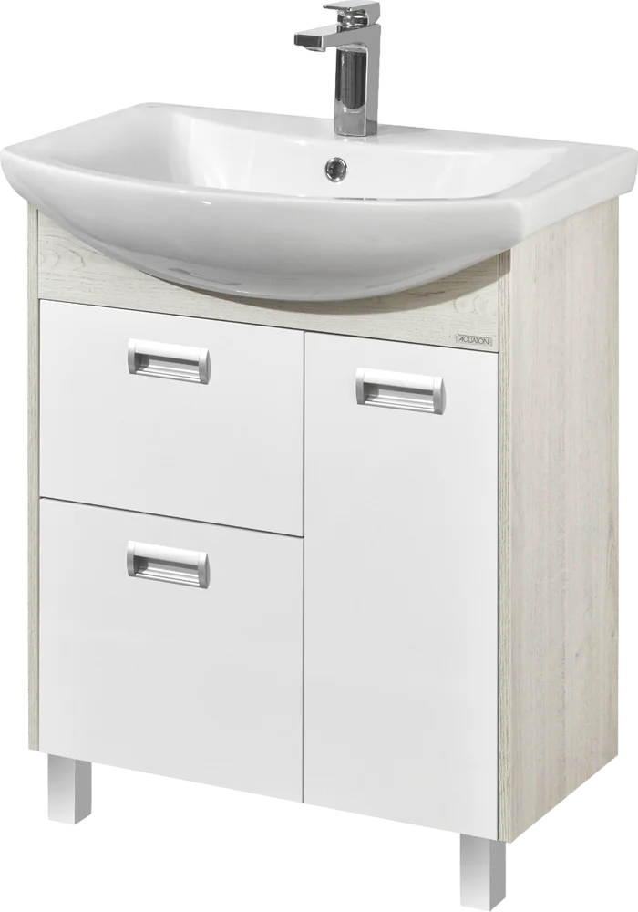 Тумба с раковиной Aquaton Бекка 70 белый - светлое дерево 1A2087K1BAC20 - 0