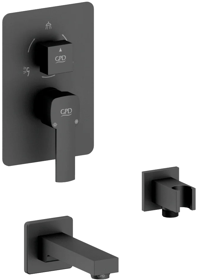 Смеситель для ванны с душем GPD Pedra черный матовый MCA160-S - 0