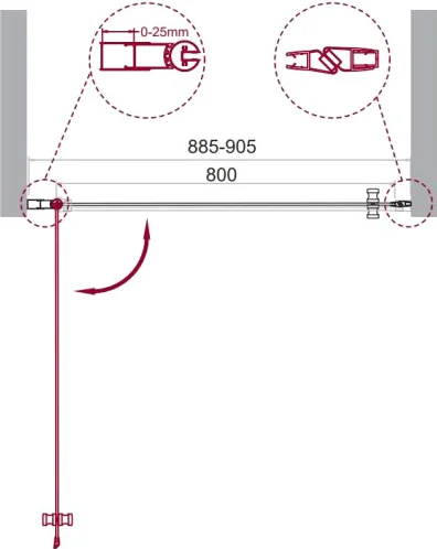Душевая дверь BelBagno Etna 90 профиль хром  ETNA-B-1-90-C-Cr - 4