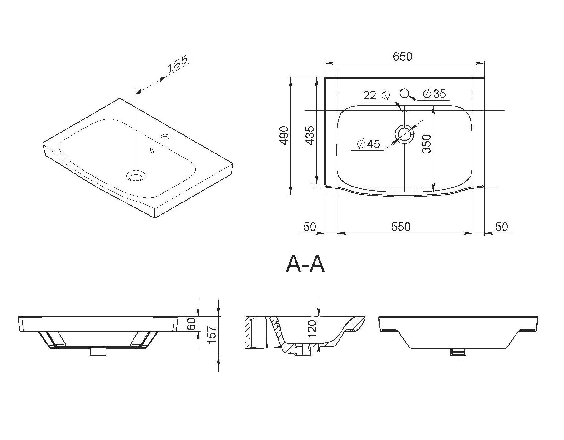 Мебельная раковина AM.PM Like 65 M80WCC0652WG - 5