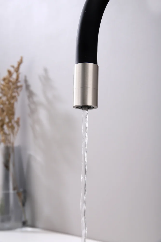 Смеситель для кухни Paulmark Salix с гибким изливом сталь - черный матовый Sa213419-NI - 12