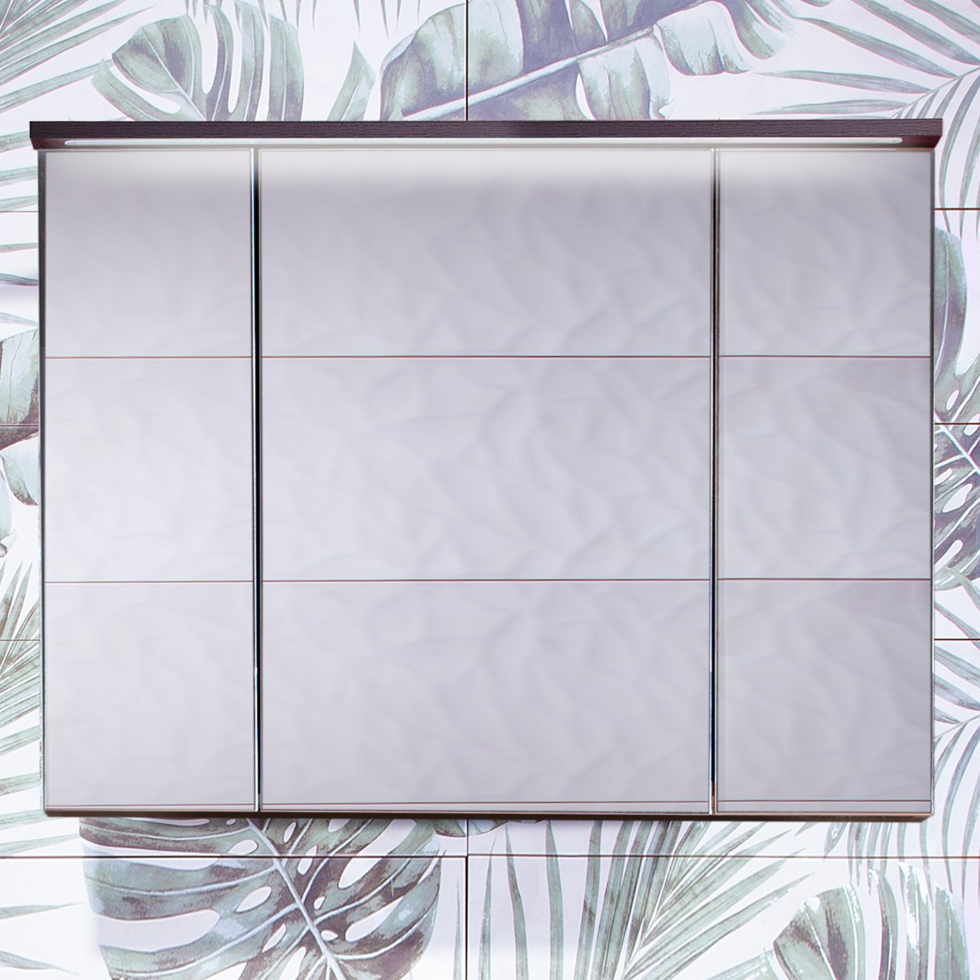 Зеркало-шкаф Бриклаер Кристалл 95 ясень анкор, темный, с подсветкой 4627125414923 - 0