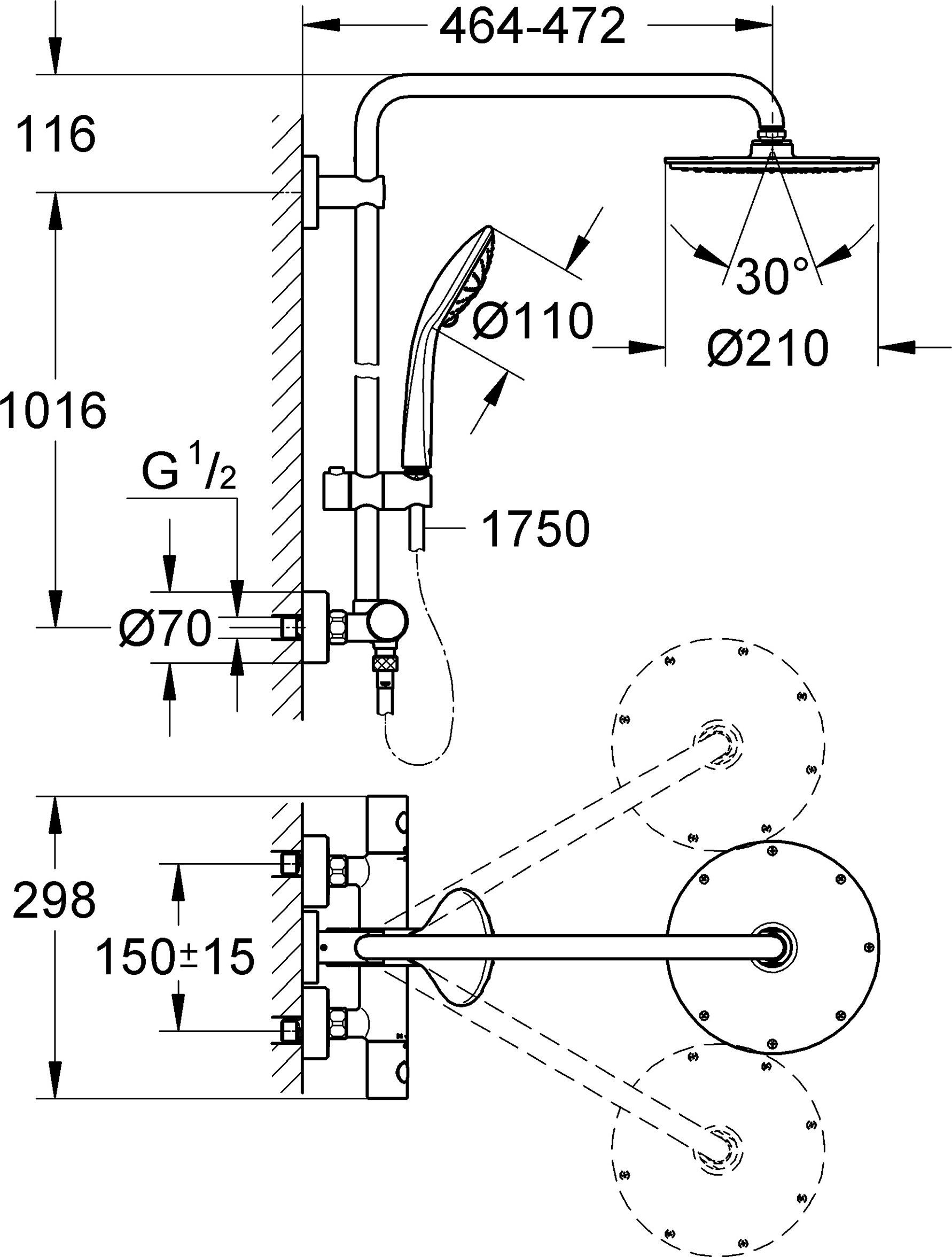 Душевая стойка Grohe Euphoria XXL System 210 27964000 - 1