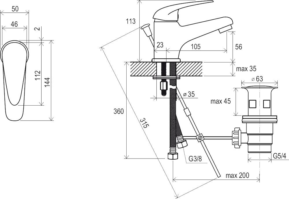 Смеситель для раковины Ravak Suzan хром  X070001 - 3