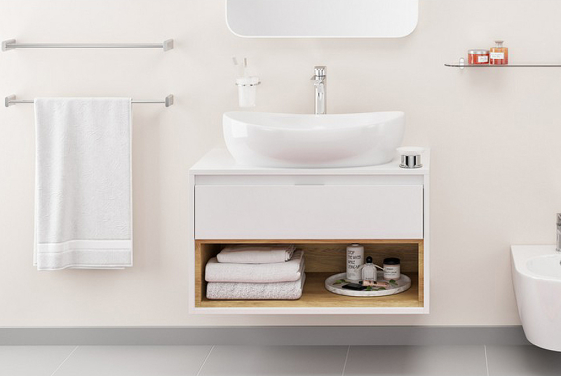 Тумба под накладную раковину Excellent Tuto 60 белый - светлое дерево  MLEX.0102.600.WHBL - 2