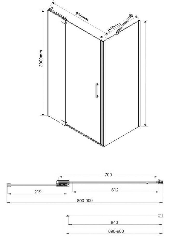 Душевой уголок Vincea Extra 90х90 черный стекло прозрачное VSR-1E809090CLB - 1