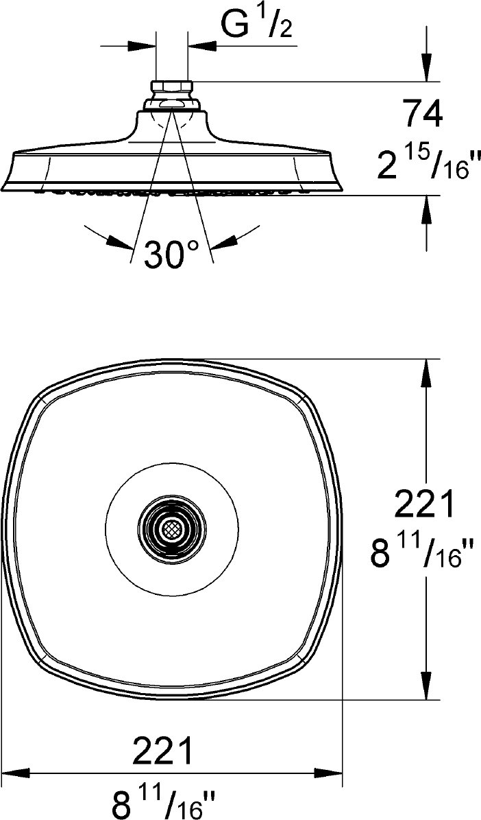 Верхний душ Grohe Rainshower Grandera 210 27974IG0 - 1