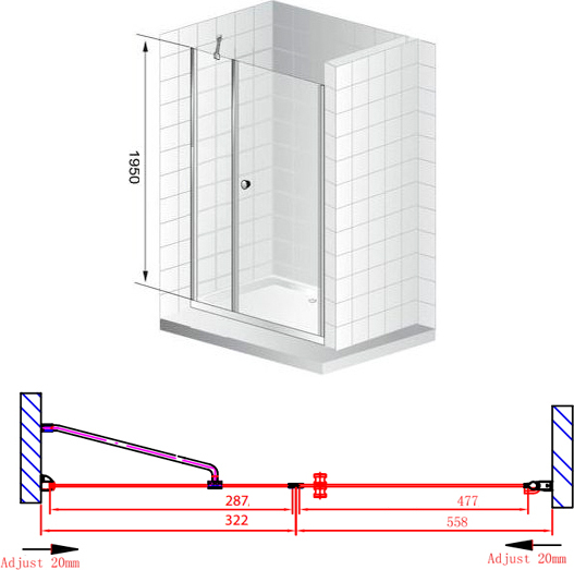Душевая дверь в нишу Cezares Elena W B11 30/60 P Cr R ELENA-W-B-11-30+60-P-Cr-R - 8