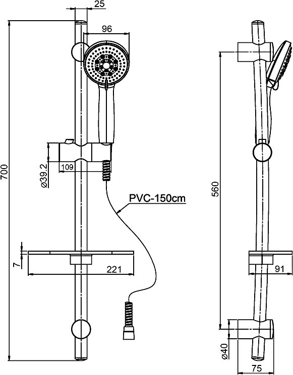 Душевой гарнитур Paini Monza 50CR124/P20 хром - 6