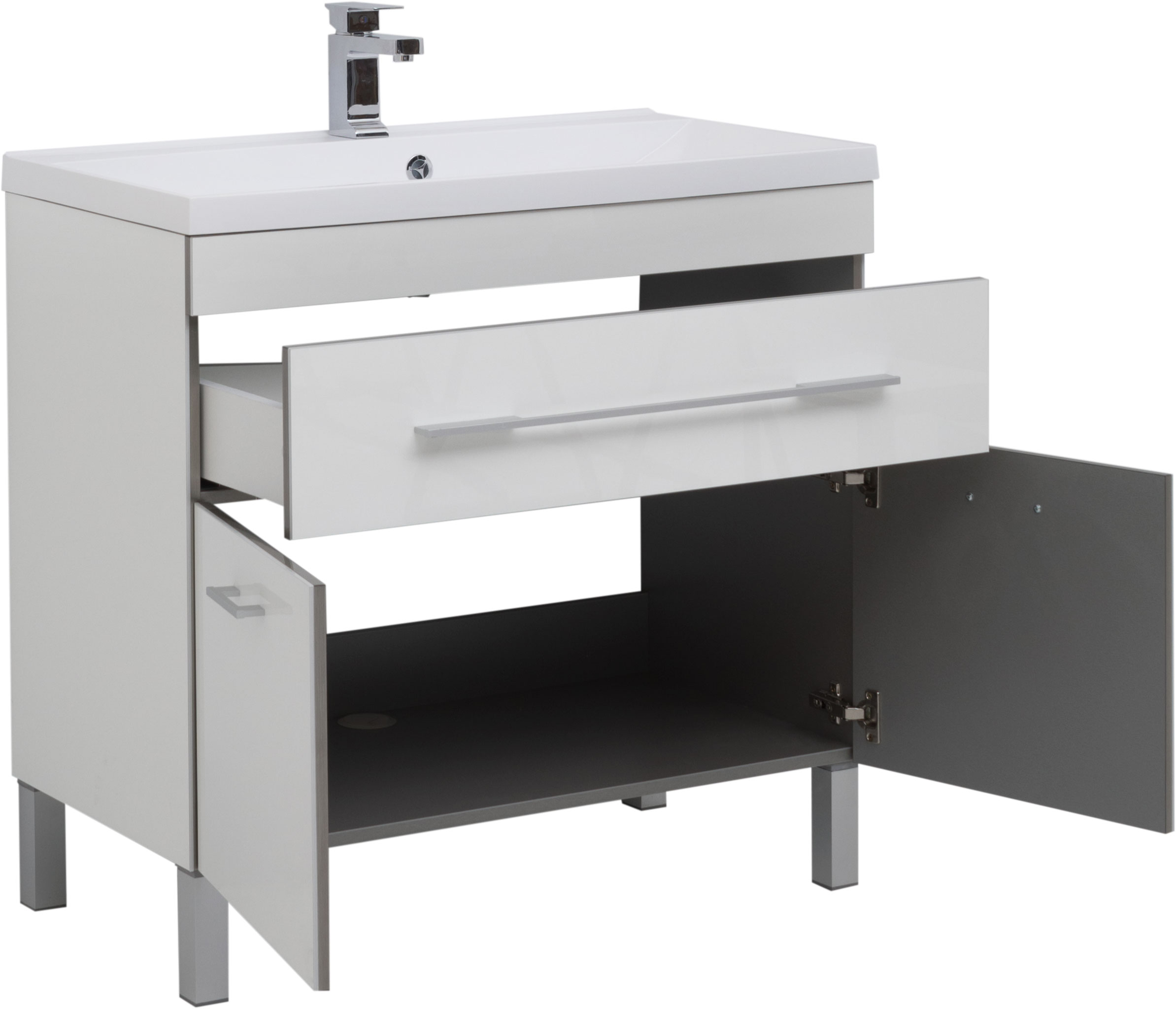 Мебель для ванной Aquanet Верона 90 белая, 1 ящик, 2 двери - 2