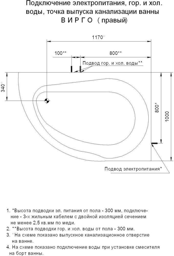 Акриловая ванна Aquatek Вирго R, с фронтальным экраном VIR150-0000025 - 1