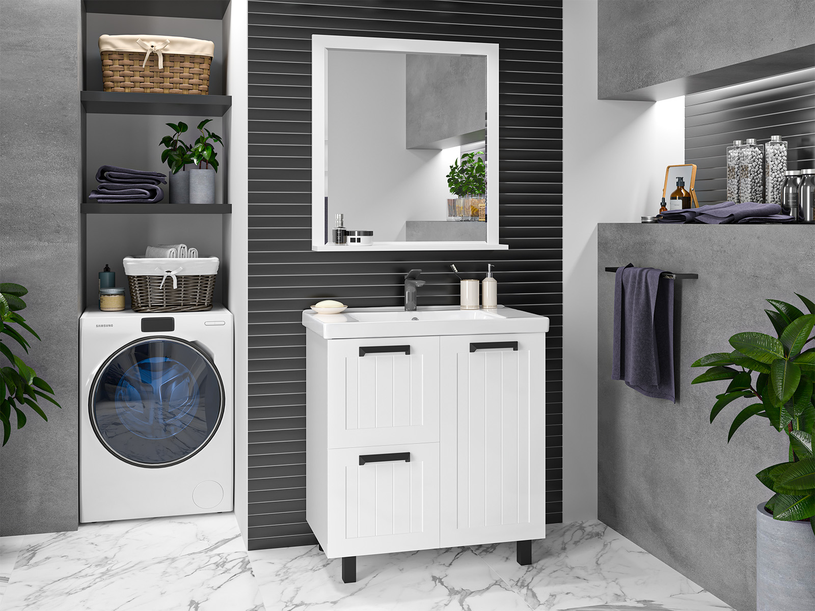 Тумба под раковину Misty Спарта 80 белая матовая П-Спа-06080-01-012Я - 2