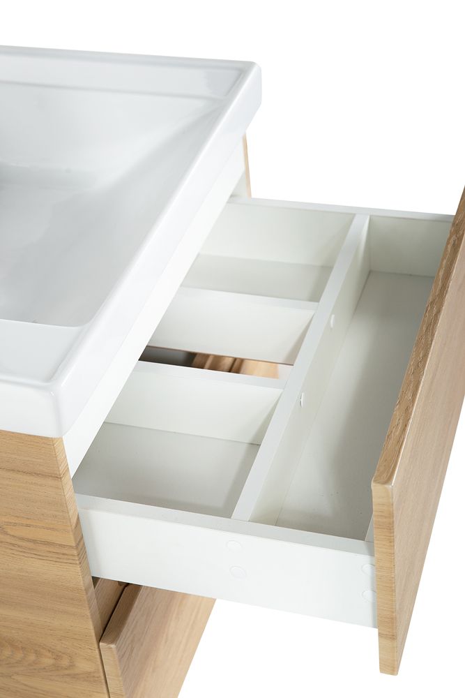 TECHNO База под раковину подвесная с двумя выкатными ящиками, Дуб мадейра янтарь AM-Techno-900-2C-SO-LW674 - 3