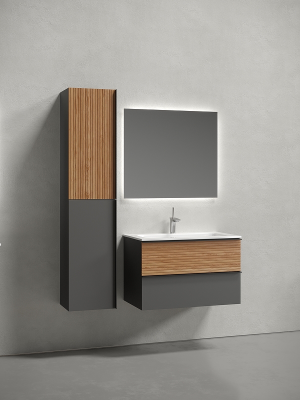 Тумба под раковину Sancos Delta 79х44 серая - светлое дерево DL80GR - 1