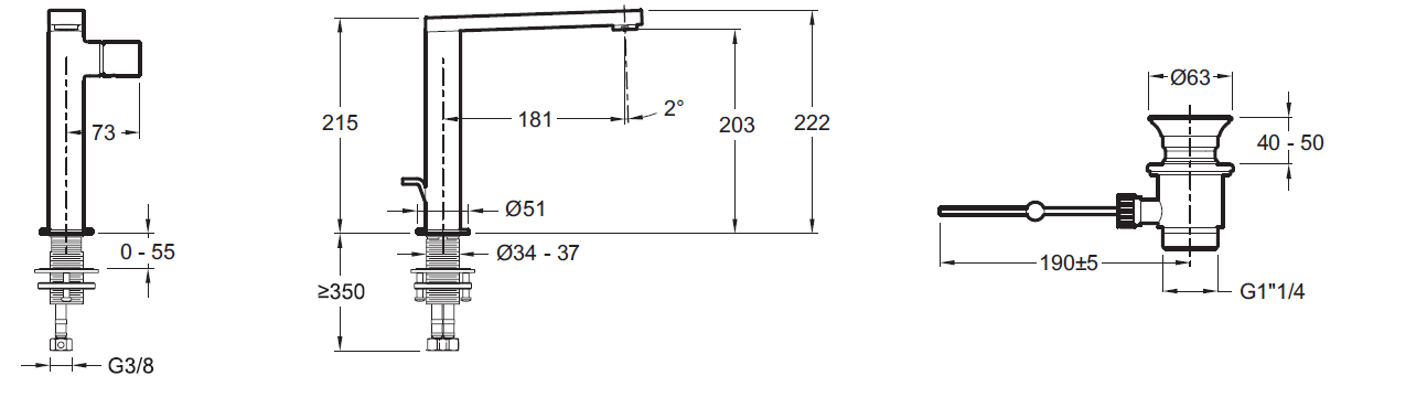 Смеситель Jacob Delafon Composed E73159-TT для раковины - 1