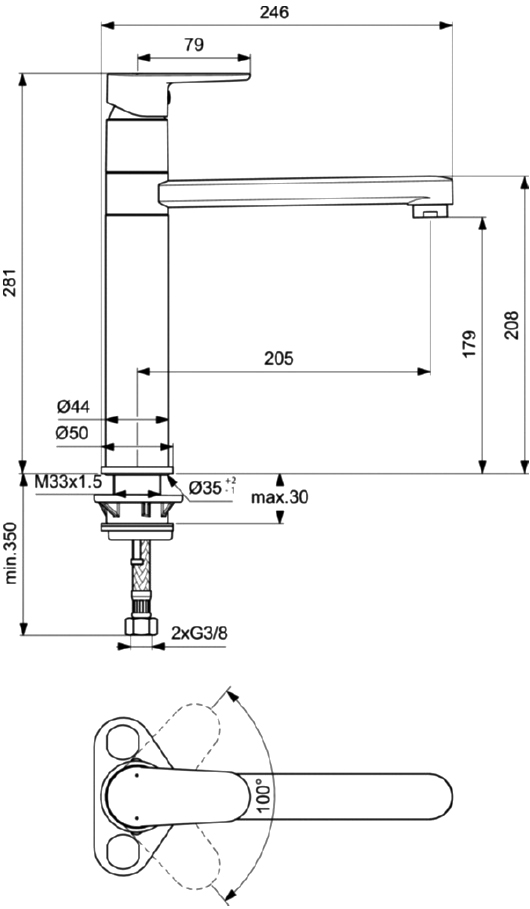 Смеситель для кухни Ideal Standard Cerafine O хром  BC501AA - 1