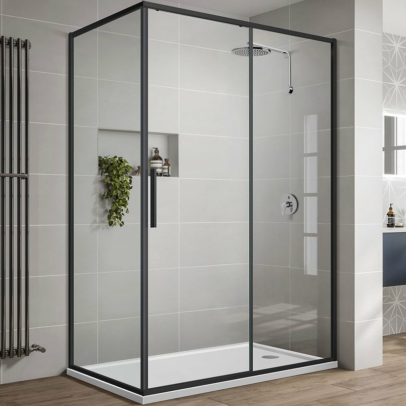 Душевой уголок Vincea Slim-U 120х90 черный стекло прозрачное VSR-2SU9012CLB - 0