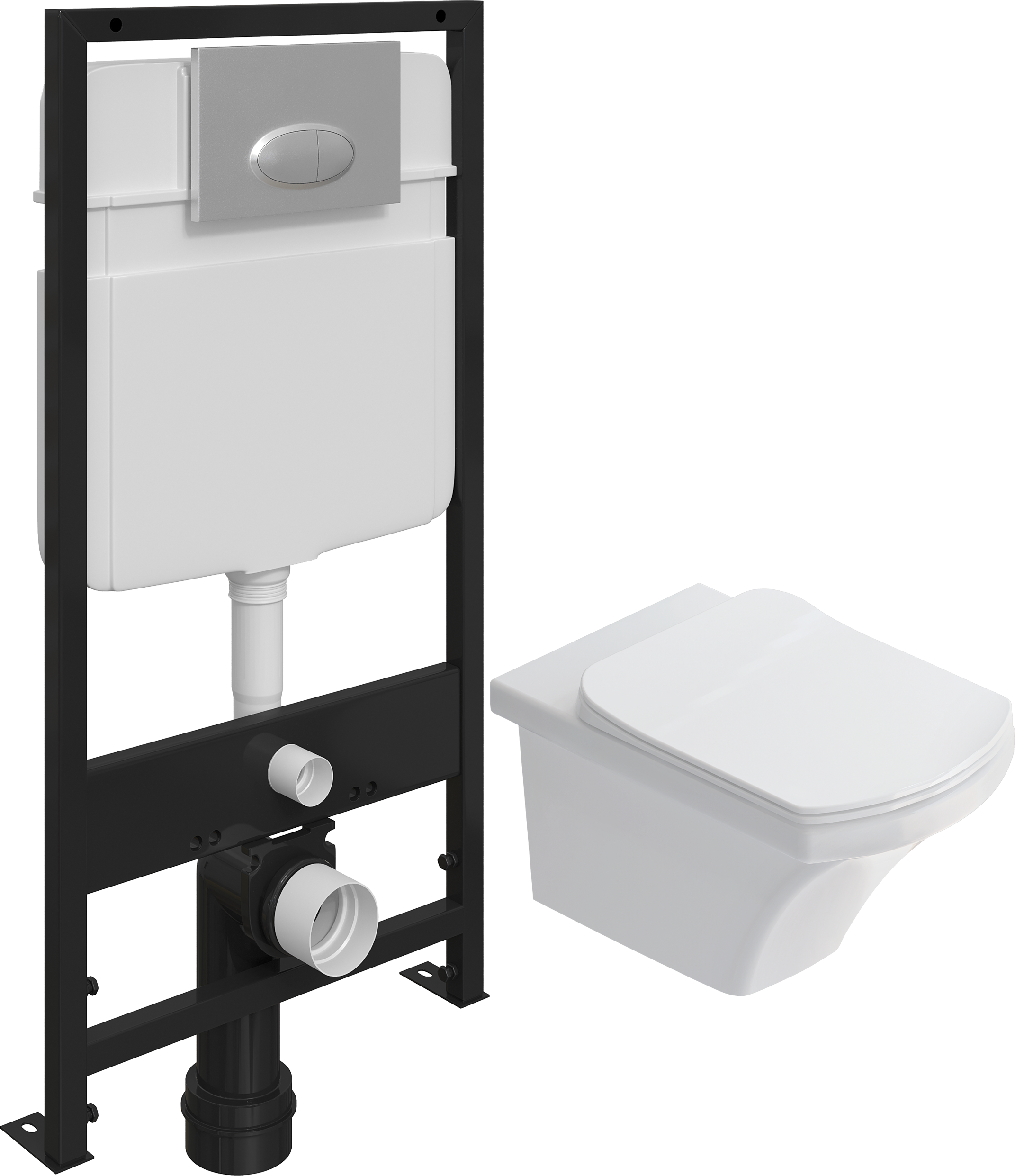 Комплект Унитаз подвесной STWORKI Хальмстад SETK2804-0606-001-1-6000 с микролифтом + Система инсталляции для унитазов EWRIKA ProLT 0026-2020 с кнопкой смыва 0050 хром матовый 560231 - 0