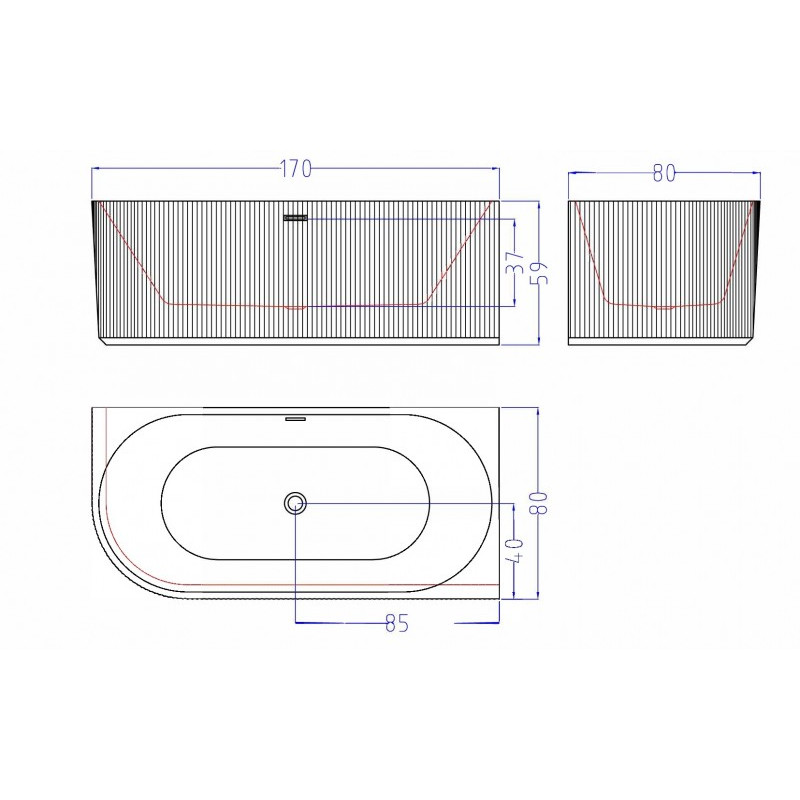 Ванна акриловая Esbano Bagama 170х80 L белый ESVABAGAL - 3