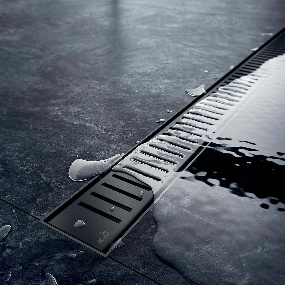 Решетка для водоотводящего желоба, черный-мат дизайн PURE, нерж. сталь, матовая, 850 мм, PURE-850BLACK - 1