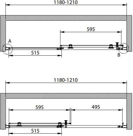 Душевая дверь в нишу Cezares Eco O-BF-1-120-C-NERO стекло прозрачное ECO-O-BF-1-120-C-NERO - 2