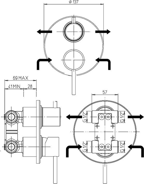 Смеситель для душа Paini Cox 78CR6911 С ВНУТРЕННЕЙ ЧАСТЬЮ - 1