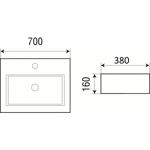 Раковина накладная Weltwasser WW ELBACH 2003 70 белый  10000003922 - 1