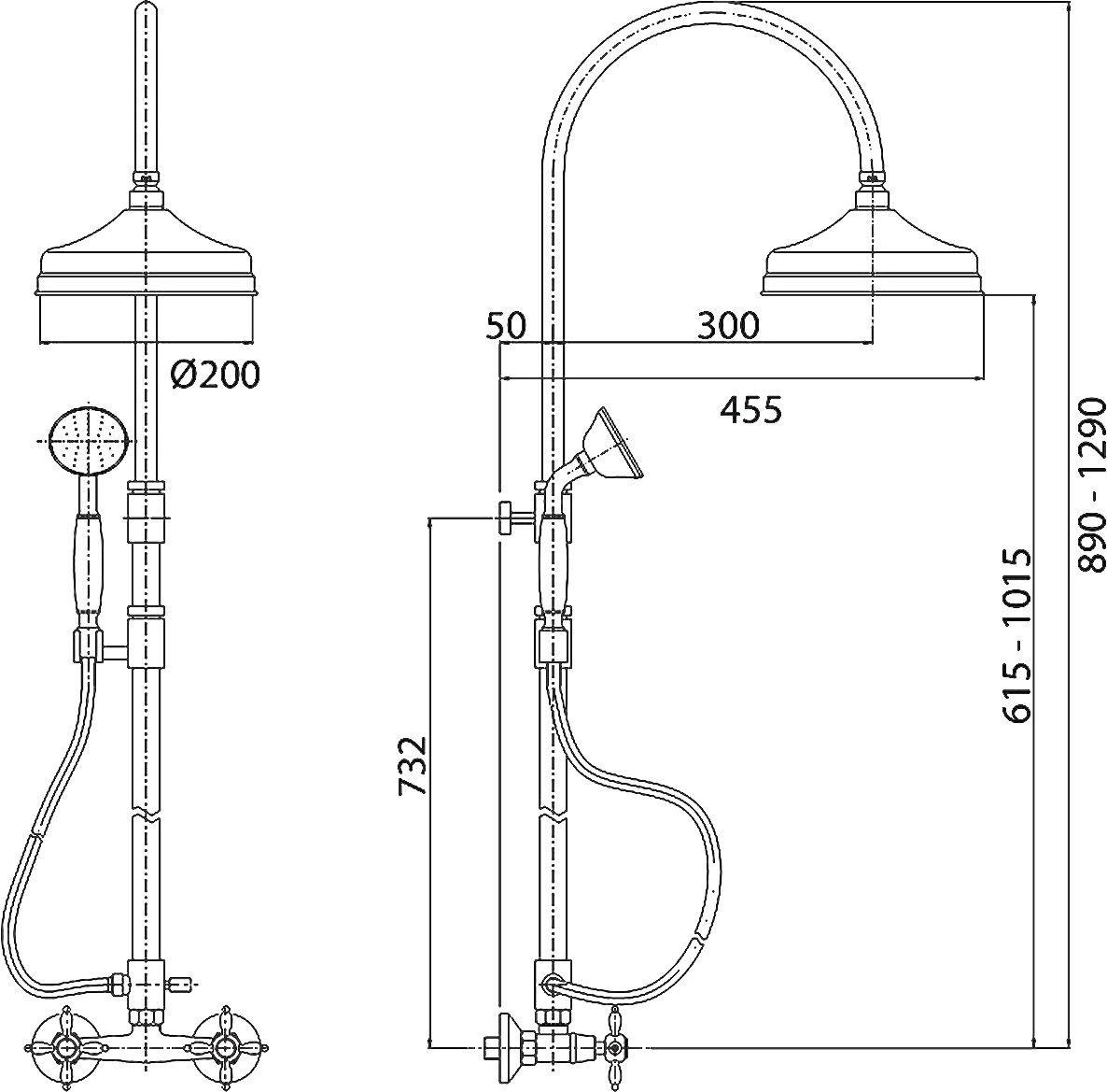 Душевая стойка Cezares Nostalgia золото с белой ручкой NOSTALGIA-CD-03/24-Bi - 3