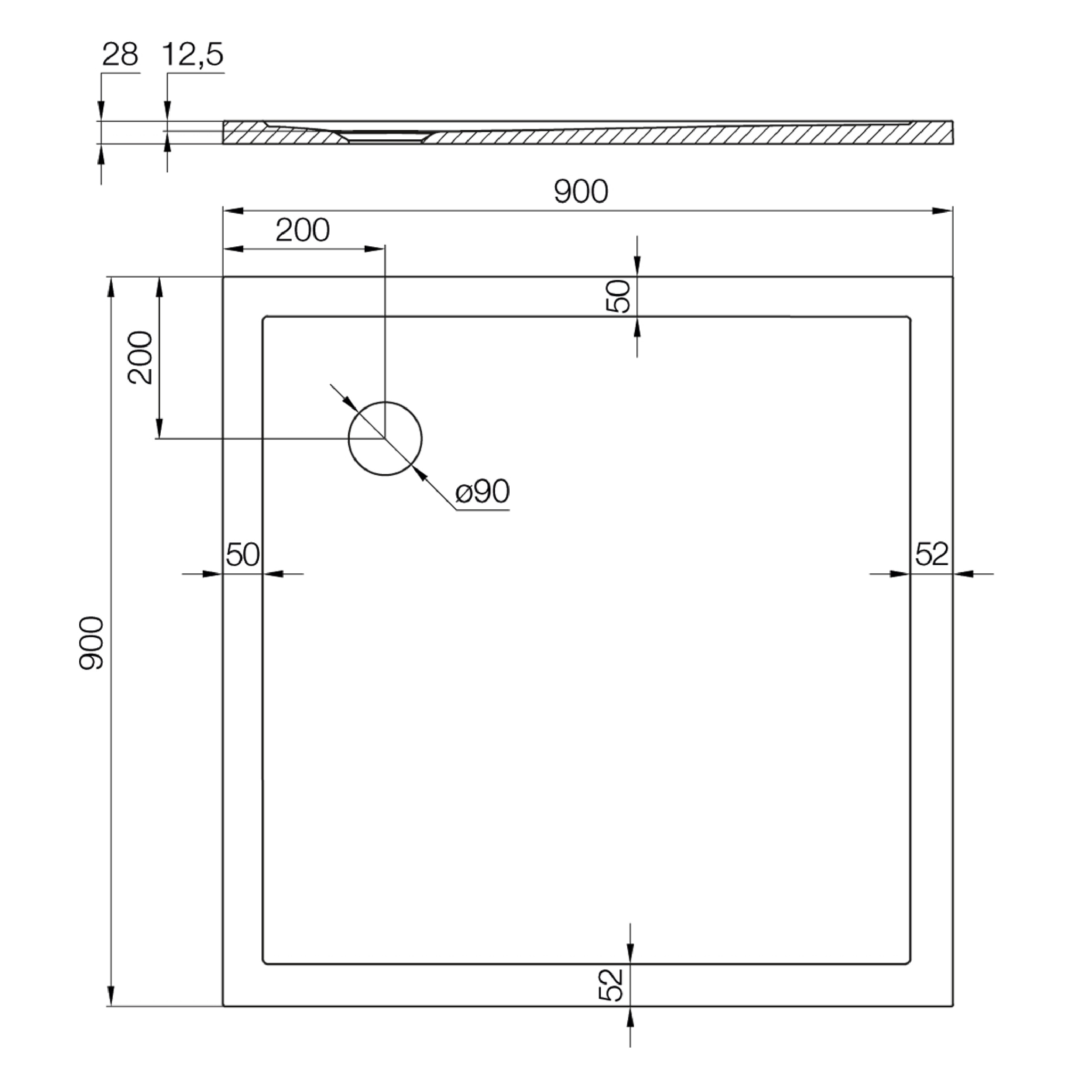 Поддон Калифорния М 90х90 см квадрат белый 1A737536CA010 - 4