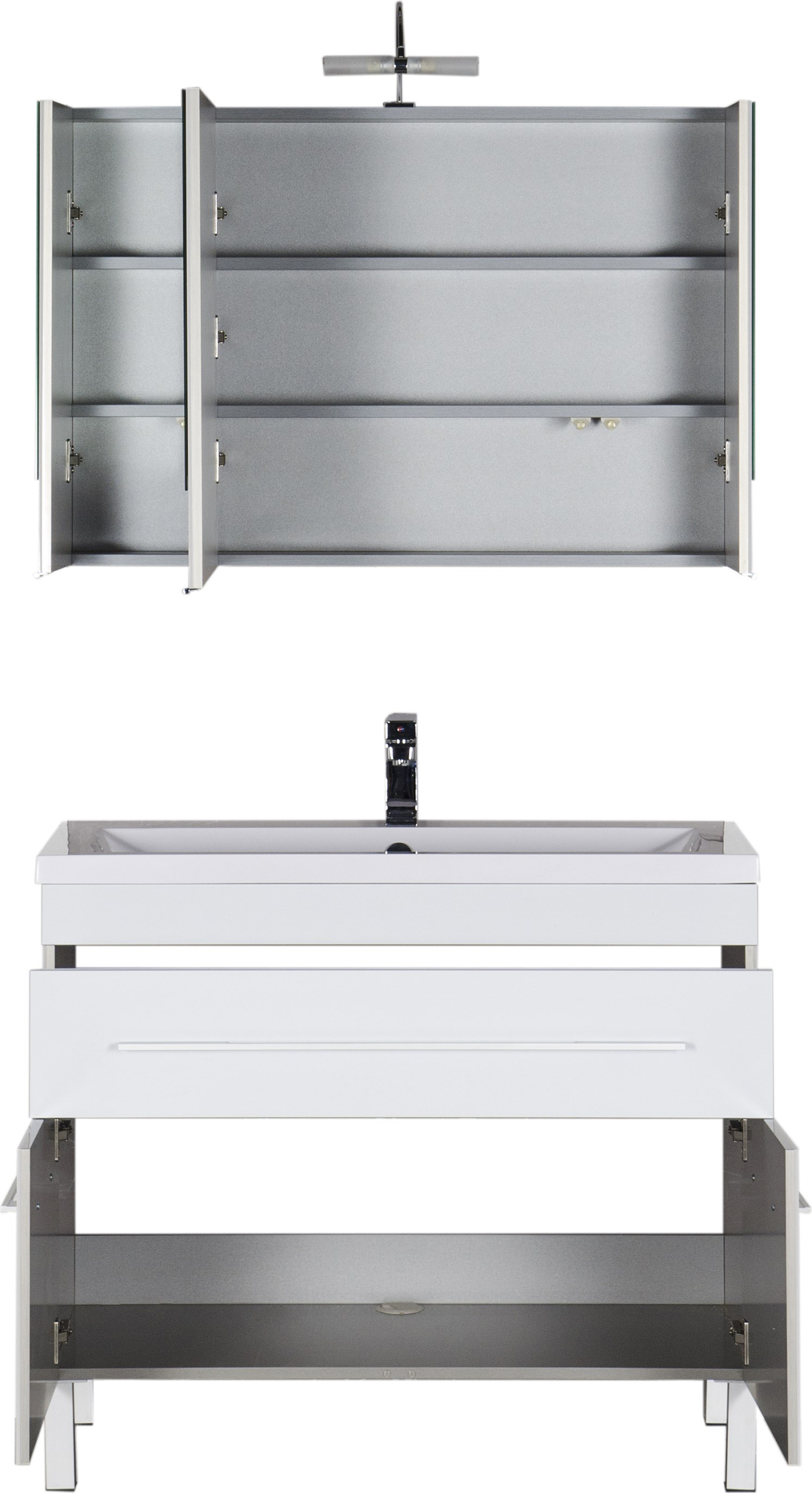 Тумба с раковиной Aquanet Верона 100 белая, 1 ящик, 2 двери 182710 - 11