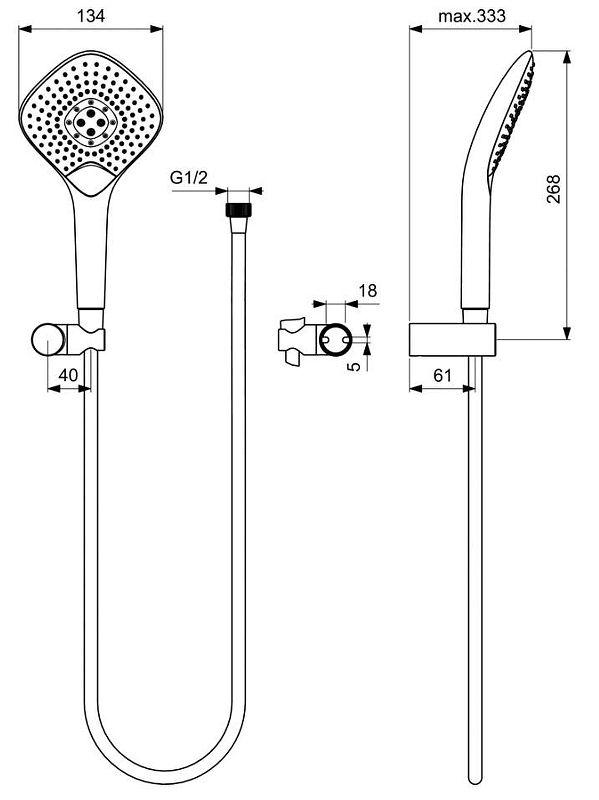 Душевой гарнитур Ideal Standard IdealRain хром B1766AA - 7