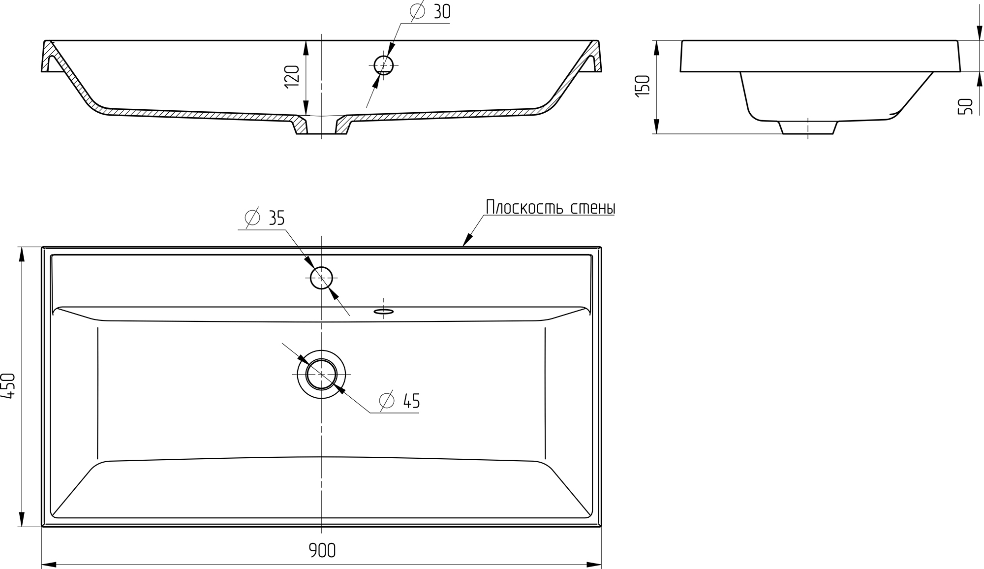Мебельная раковина Бриклаер Paola Alba 90 4660105230823 - 4