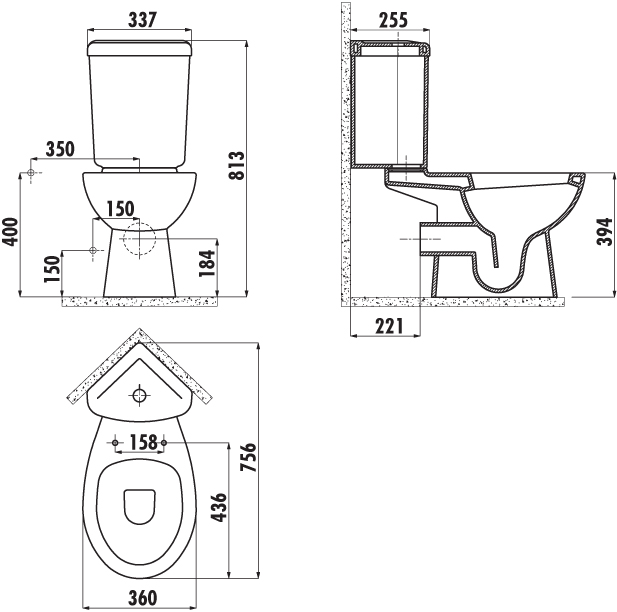 Чаша для унитаза-компакта Creavit Corner SD310 SD310-11CB00E-0000 - 3