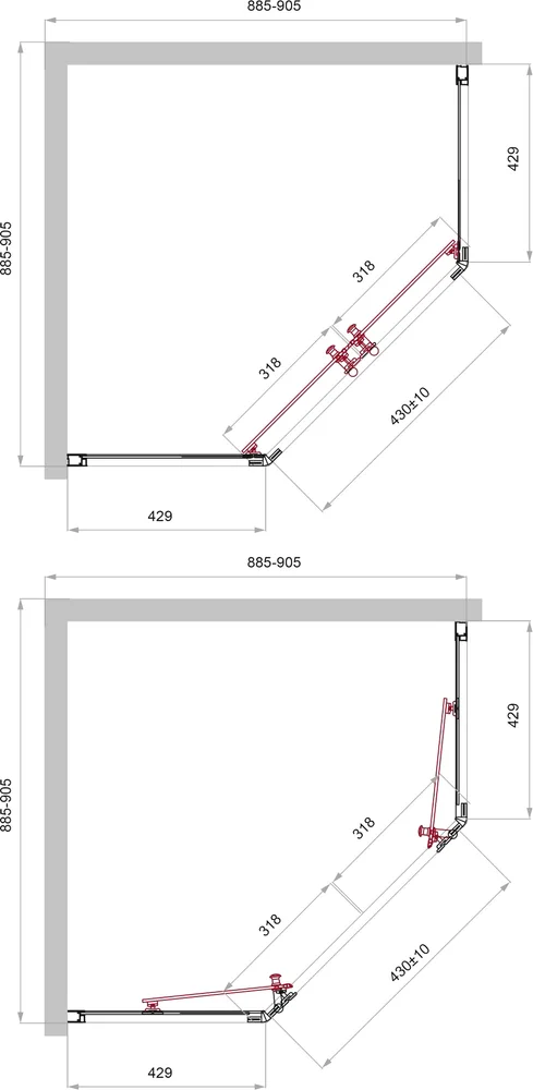 Душевой уголок BelBagno Uno 90х90 хром  UNO-195-P-2-90-C-Cr - 2
